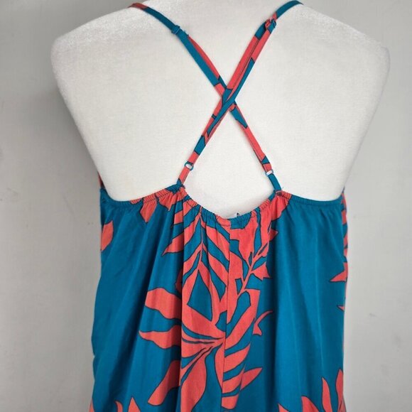 Old Navy Hawaiian Halter Maxi Shift Dress in Teal Coral Pink Floral - Picture 8 of 10